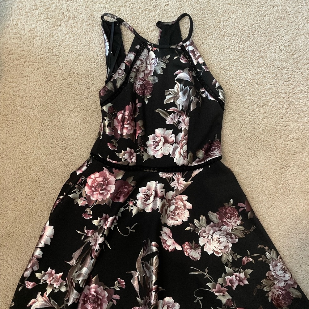 black metallic floral dress